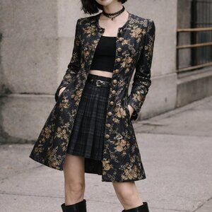 Rare Vintage Betsey Johnson Brocade Coat Dress 90s Venice Beach Boutique Petite